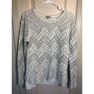 Lucky Brand Womens Med White Chucky Knit Long Sleeve Sweater